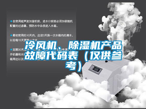 冷風(fēng)機(jī)、除濕機(jī)產(chǎn)品故障代碼表（僅供參考）