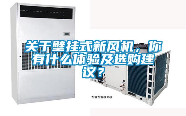 關于壁掛式新風機，你有什么體驗及選購建議？
